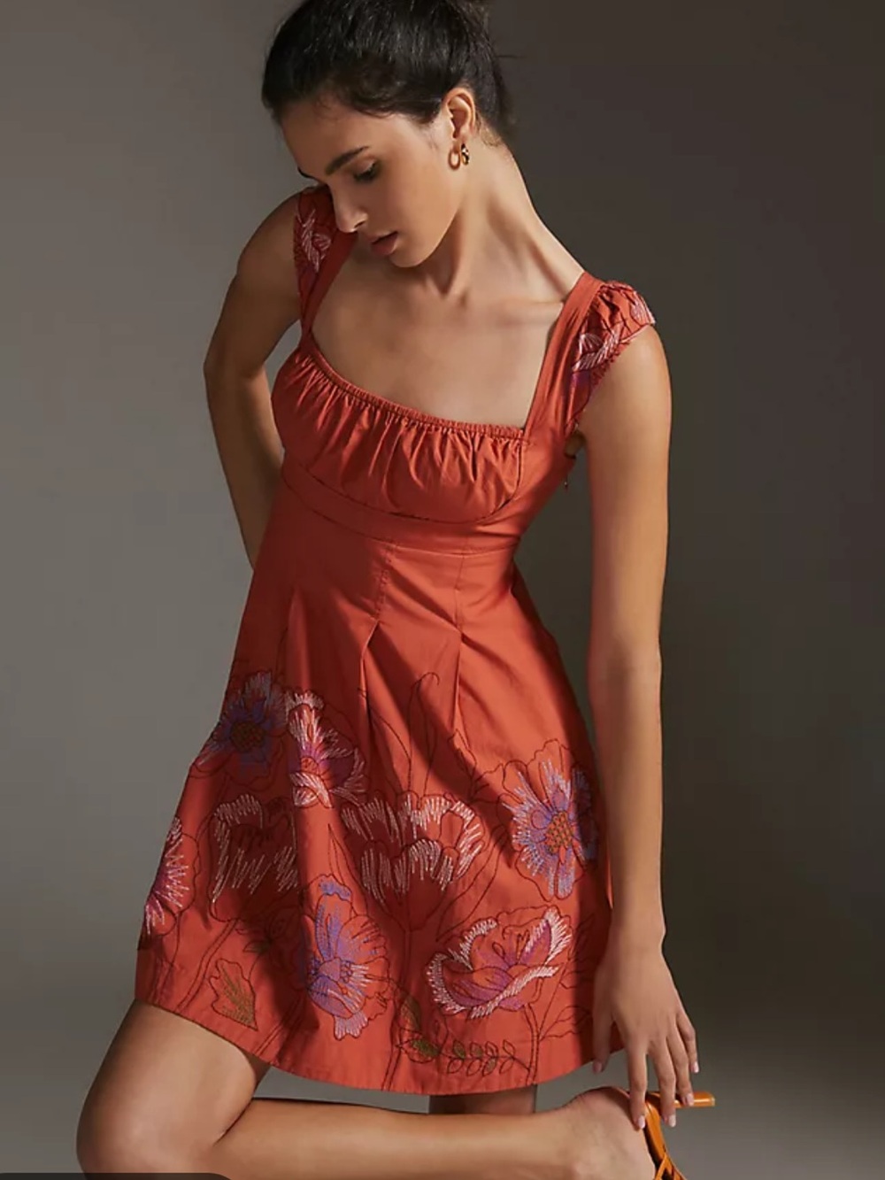 Anthropologie Embroidered Mini Dress Size S